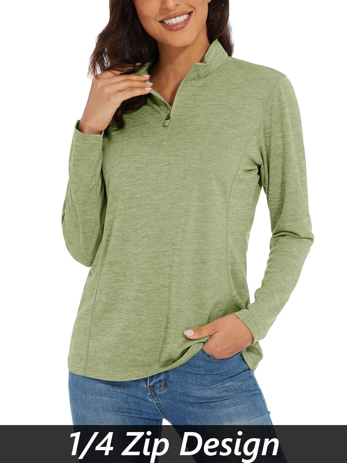 MAGCOMSEN Women's 1/4 Zip Shirts UPF 50  Sun Protection Pullover Long Sleeve Quick Dry Workout Hiking Athletic Shirts