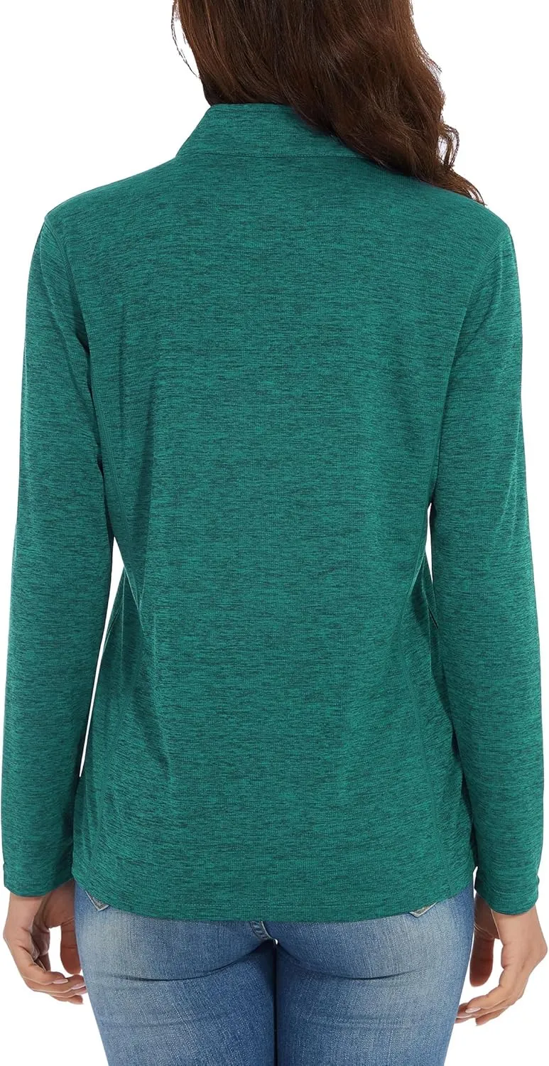 MAGCOMSEN Women's 1/4 Zip Shirts UPF 50  Sun Protection Pullover Long Sleeve Quick Dry Workout Hiking Athletic Shirts