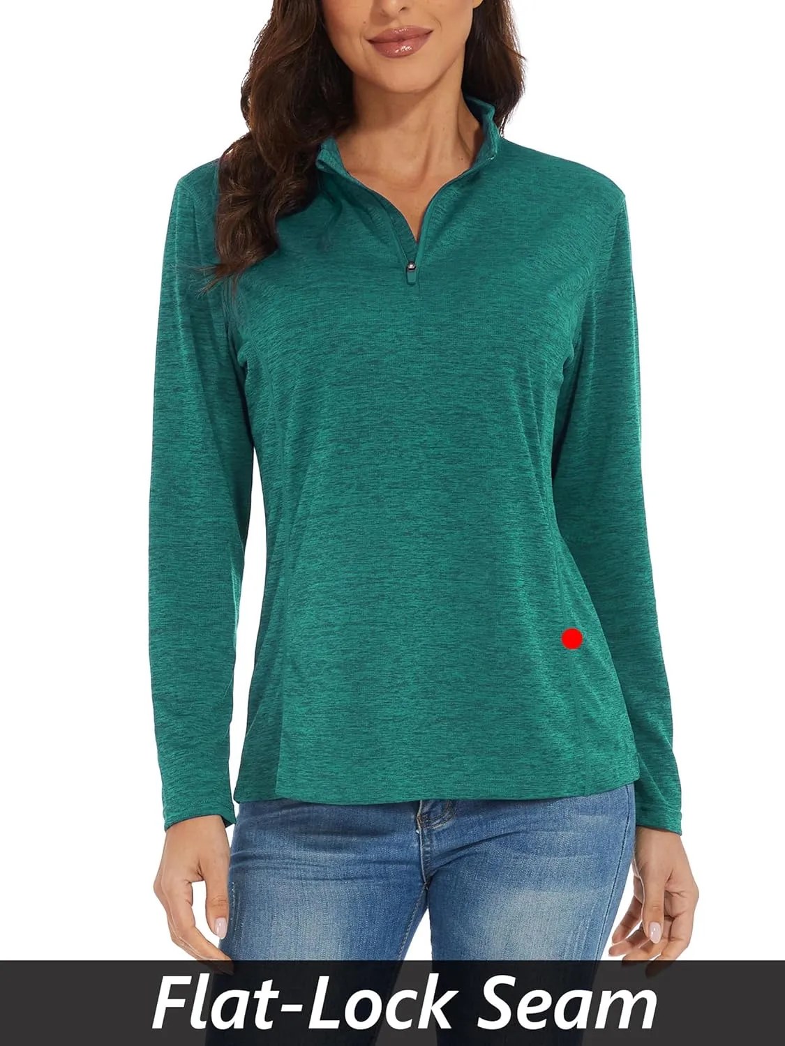 MAGCOMSEN Women's 1/4 Zip Shirts UPF 50  Sun Protection Pullover Long Sleeve Quick Dry Workout Hiking Athletic Shirts