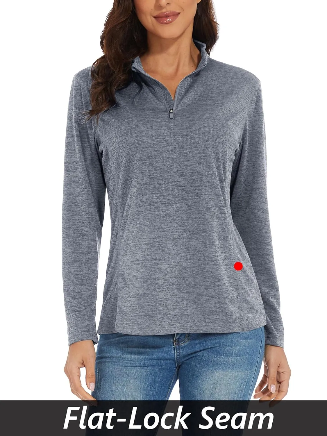 MAGCOMSEN Women's 1/4 Zip Shirts UPF 50  Sun Protection Pullover Long Sleeve Quick Dry Workout Hiking Athletic Shirts