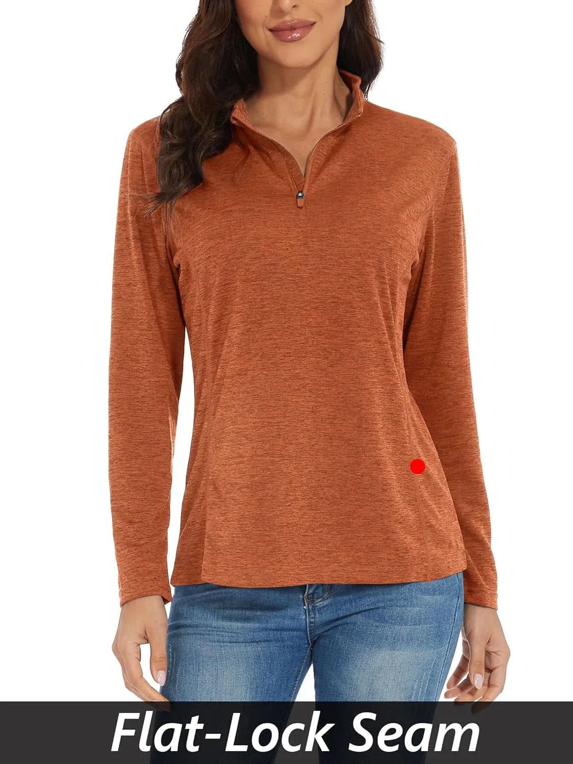 MAGCOMSEN Women's 1/4 Zip Shirts UPF 50  Sun Protection Pullover Long Sleeve Quick Dry Workout Hiking Athletic Shirts