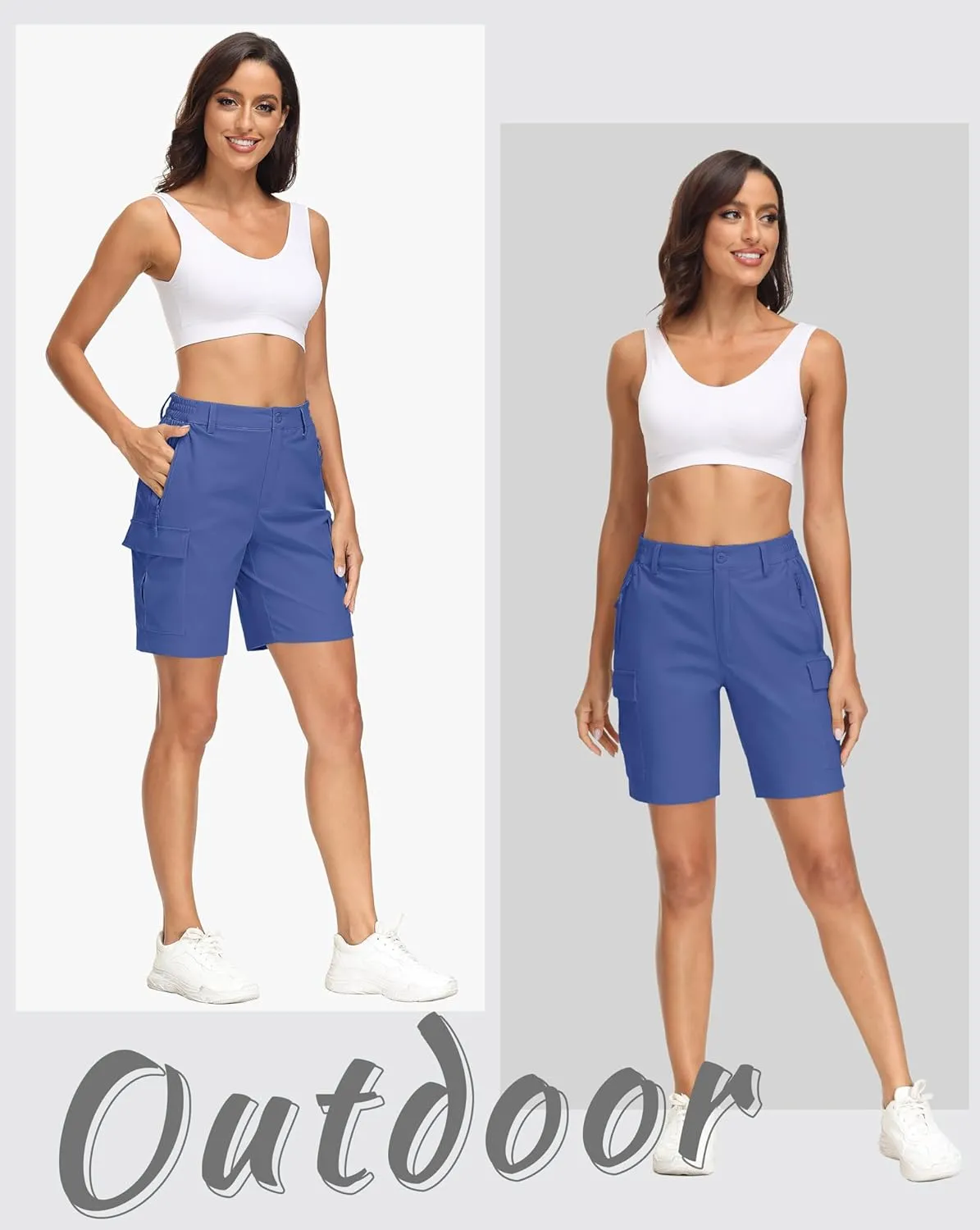 MAGCOMSEN Women's Hiking Cargo Shorts Quick Dry Lightweight 7 Inch Golf Athlectic Casual Trendy Shorts with 5 Pockets