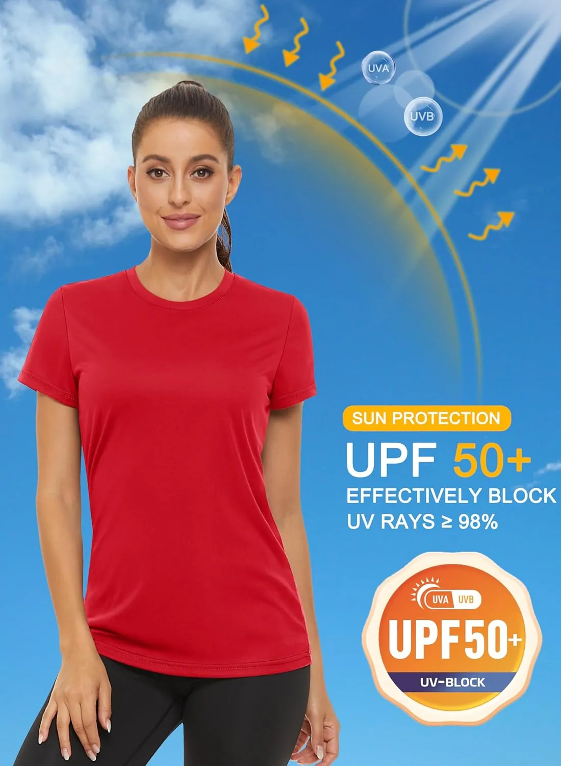 MAGCOMSEN Women's Short Sleeve T-Shirts UPF 50  Sun Protection Quick Dry Athletic Running Workout Rash Guard Tops