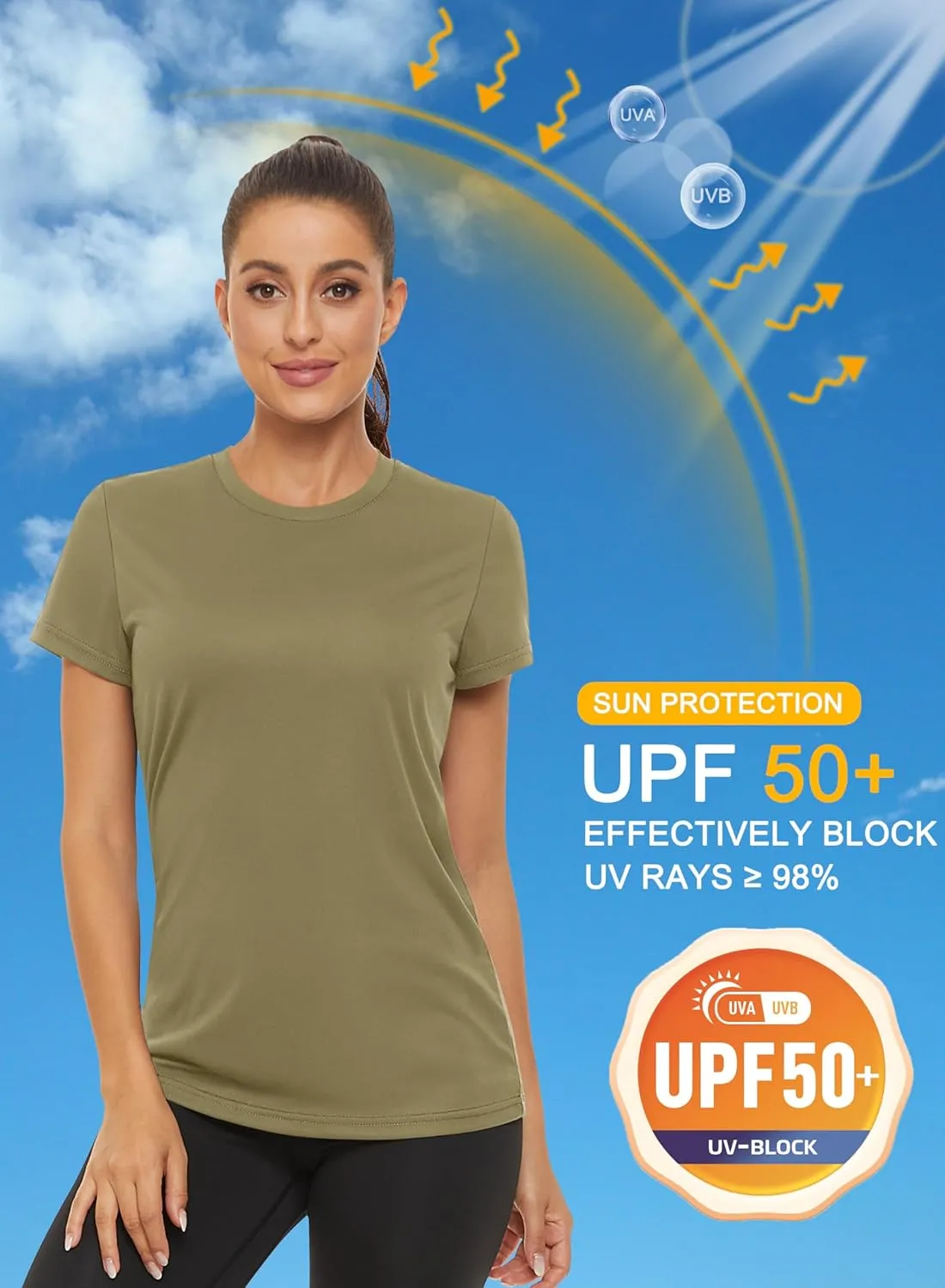 MAGCOMSEN Women's Short Sleeve T-Shirts UPF 50  Sun Protection Quick Dry Athletic Running Workout Rash Guard Tops