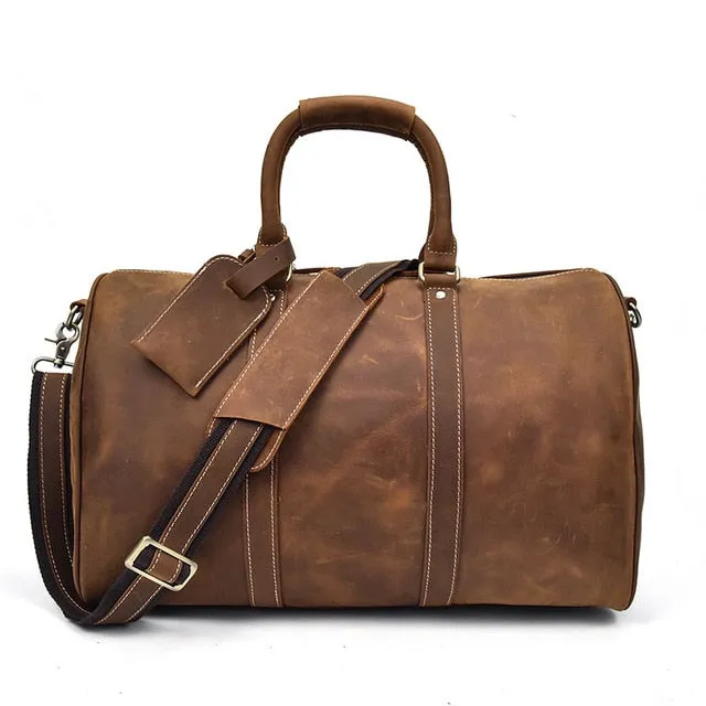 MAHEU Men Genuine Leather Travel Bag Travel Tote Big Weekend Bag Man Cowskin Duffle Bag Hand Luggage Male Handbags Large 60cm
