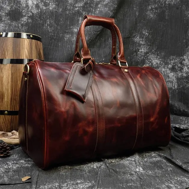 MAHEU Men Genuine Leather Travel Bag Travel Tote Big Weekend Bag Man Cowskin Duffle Bag Hand Luggage Male Handbags Large 60cm