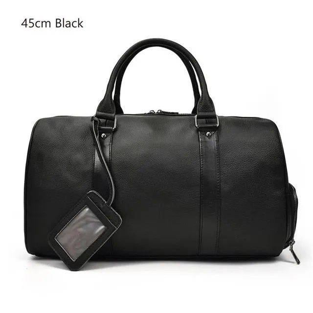 MAHEU Natural Cow Skin Travel Bags Waterproof Men's Leather Overnight Bags Hand Luggage Men Male Weekend Bag Business Man 55cm