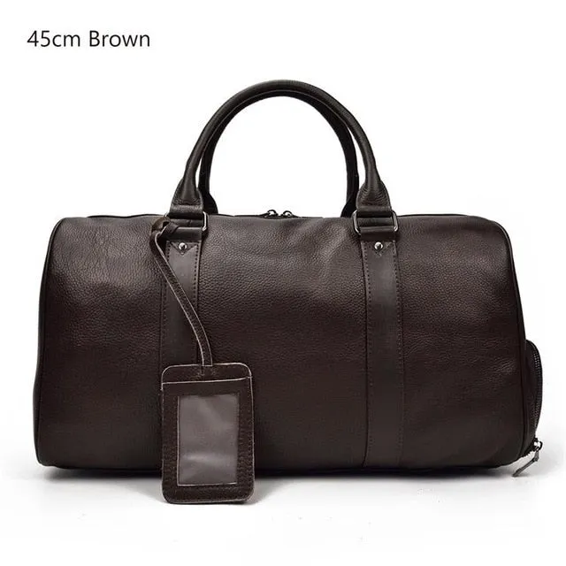 MAHEU Natural Cow Skin Travel Bags Waterproof Men's Leather Overnight Bags Hand Luggage Men Male Weekend Bag Business Man 55cm