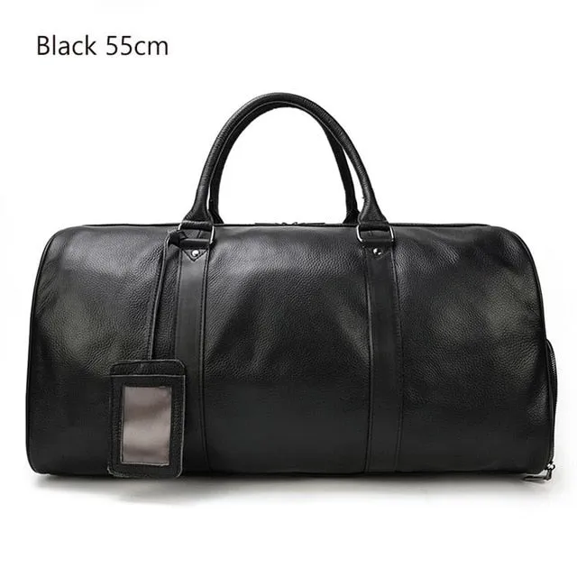 MAHEU Natural Cow Skin Travel Bags Waterproof Men's Leather Overnight Bags Hand Luggage Men Male Weekend Bag Business Man 55cm