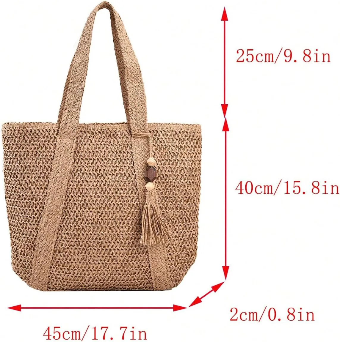 MakeMeChic Women's Tote Bags Tassel Straw Bag Woven Summer Beach Travel Vacation Shoulder Bags