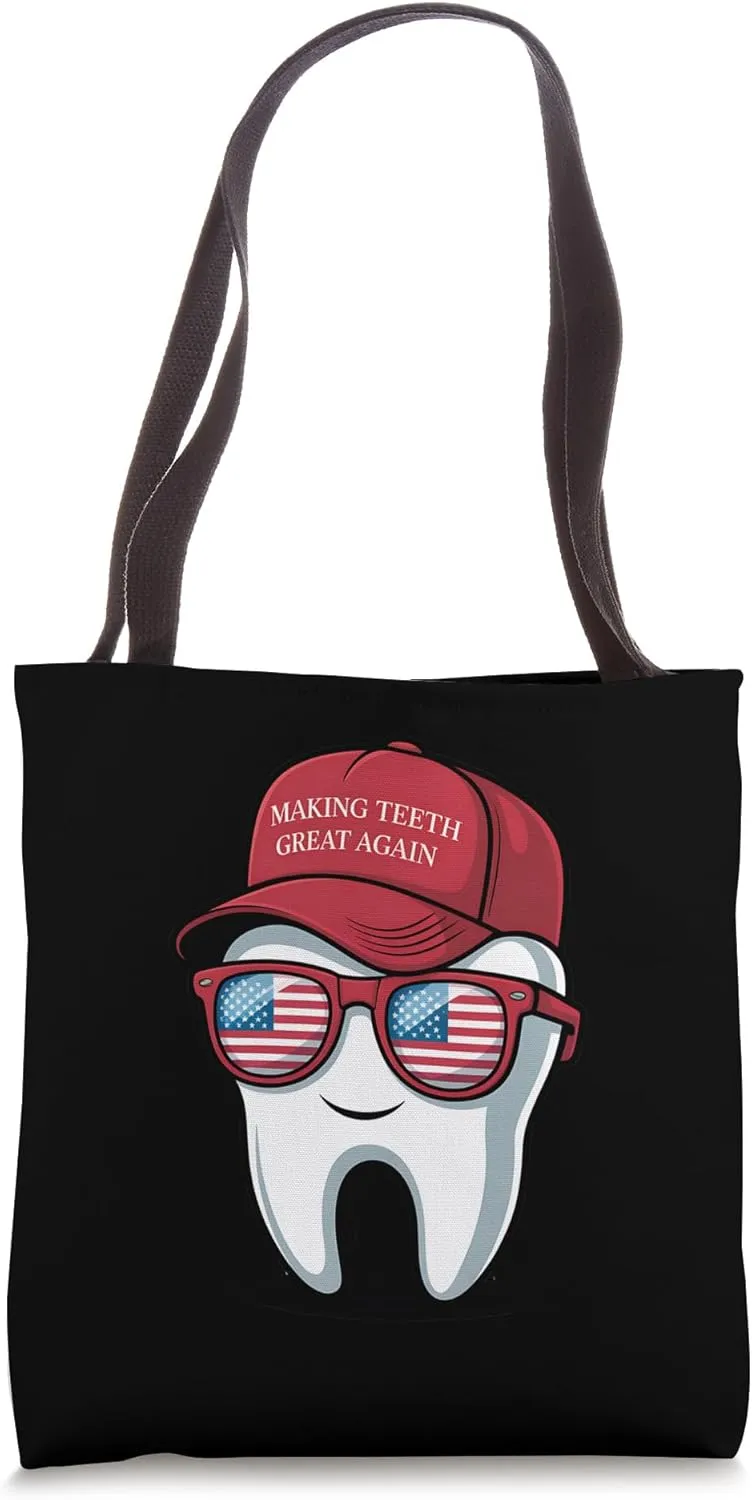 Making Teeth Great Again 4th Of July America USA Funny Tote Bag