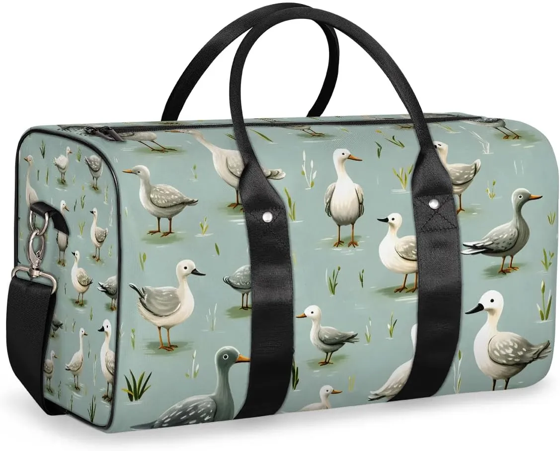 Mallard Ducks Pattern Travel Duffel Bag for Women Men Waterproof Foldable Overnight Weekender Bag Large Capacity Sports Gym Bag