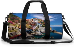 Manarola Italy - Cinque Terre Coastal Town Sports Gym Bag Portable Duffel Bag Travel Workout Bag with Adjustable Strap for Men Women