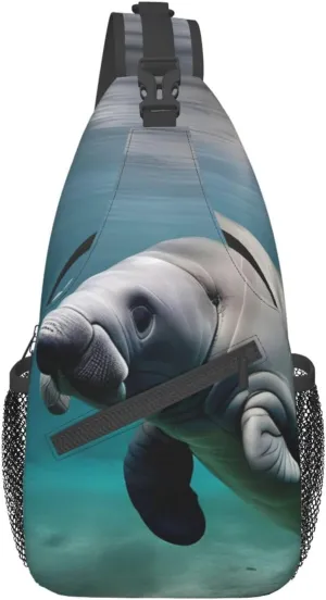 Manatee Animal High Storage Capacity Chest Bag Diagonally Sling Backpack Crossbody Shoulder Bag For Men Women