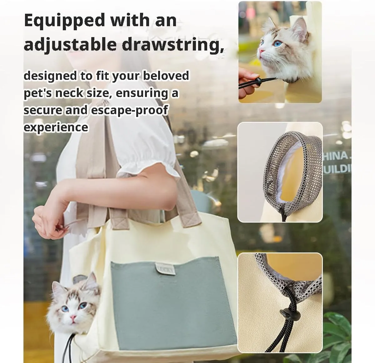 MANON ROSA Dog Bag Carrier Tote Pet Canvas Shoulder Bag for Outdoor Adventures and Travel - Ideal for Small Dogs Cats Kitten Puppies (Beige)