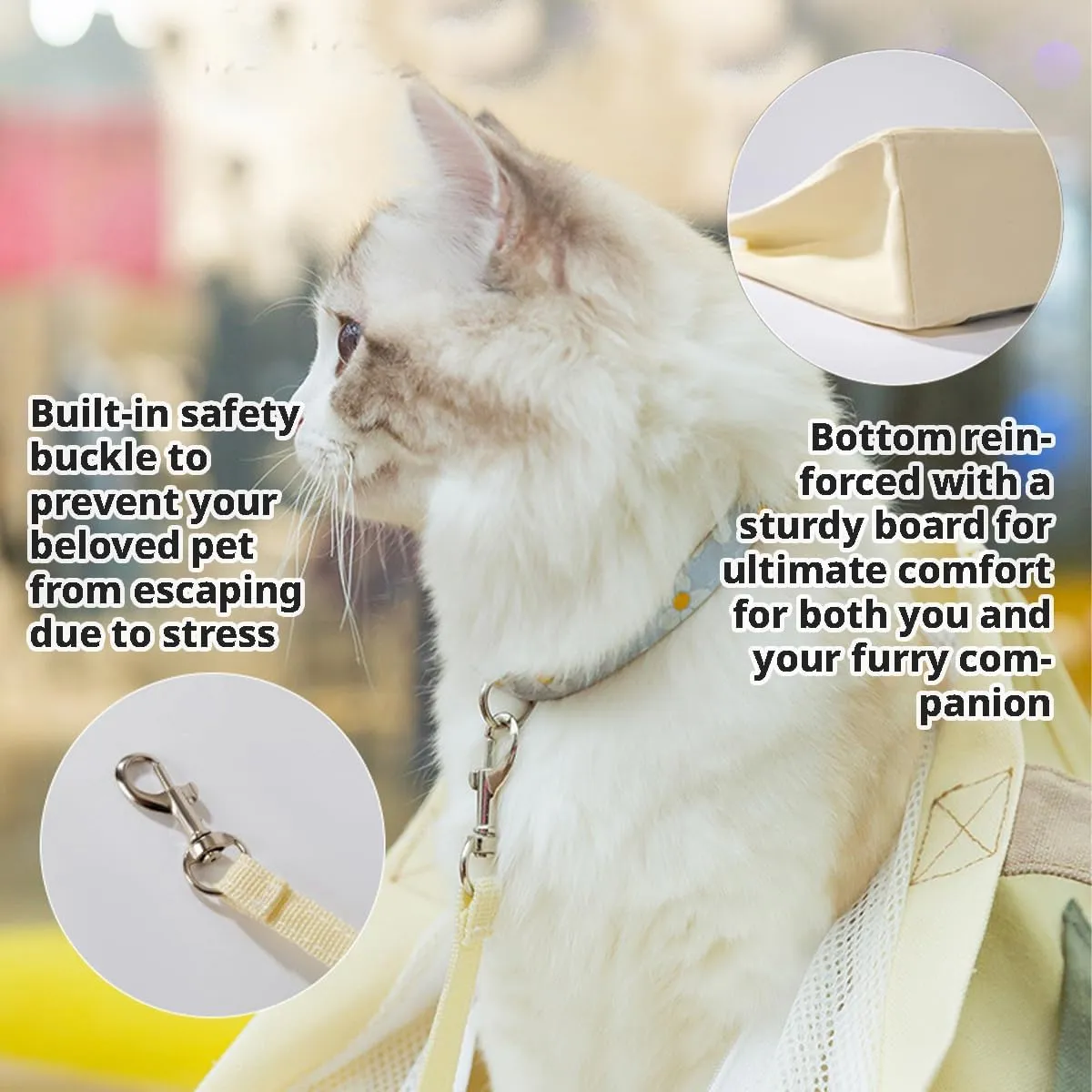 MANON ROSA Dog Bag Carrier Tote Pet Canvas Shoulder Bag for Outdoor Adventures and Travel - Ideal for Small Dogs Cats Kitten Puppies (Beige)