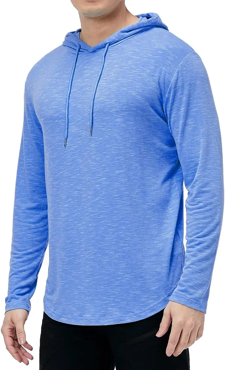 MANSDOUR Men's Athletic Hooded Shirts Long Sleeve Workout Sport Hoodie Casual Running T Shirt Quick Dry Pullover Top