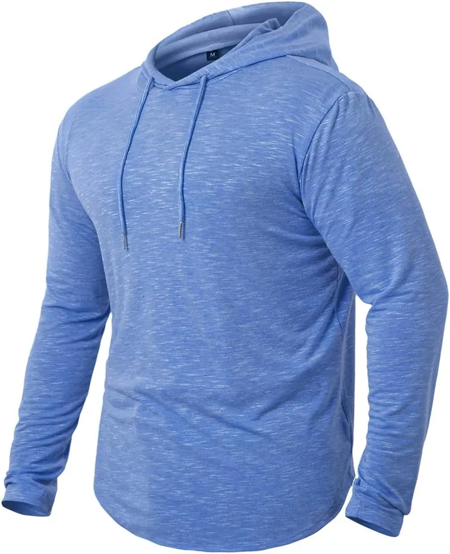 MANSDOUR Men's Athletic Hooded Shirts Long Sleeve Workout Sport Hoodie Casual Running T Shirt Quick Dry Pullover Top