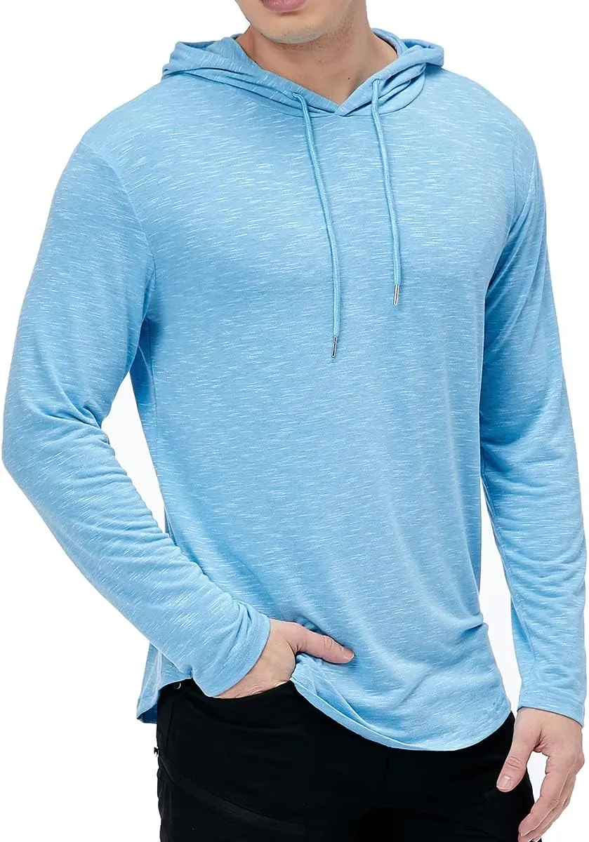 MANSDOUR Men's Athletic Hooded Shirts Long Sleeve Workout Sport Hoodie Casual Running T Shirt Quick Dry Pullover Top