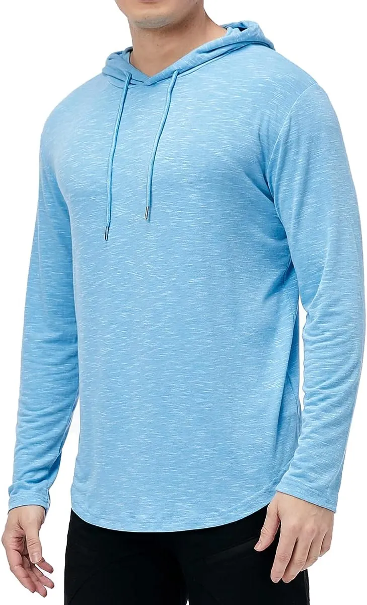 MANSDOUR Men's Athletic Hooded Shirts Long Sleeve Workout Sport Hoodie Casual Running T Shirt Quick Dry Pullover Top