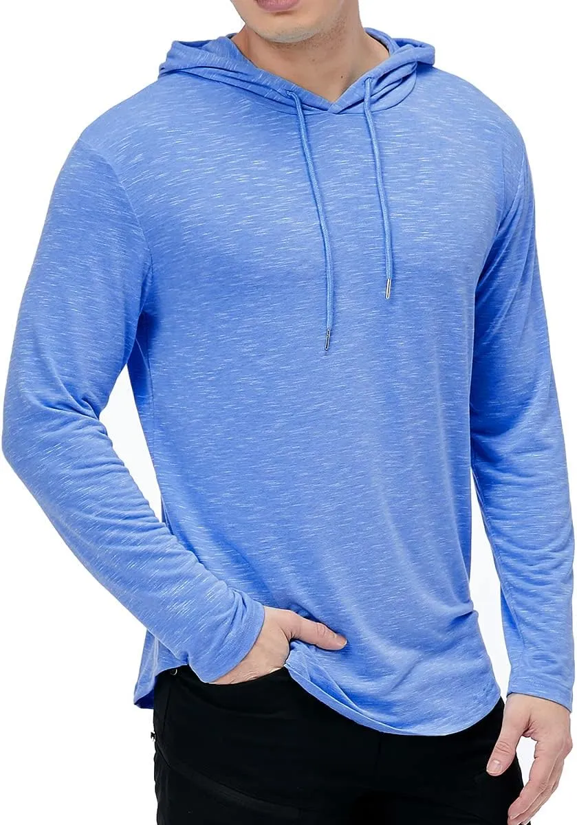 MANSDOUR Men's Athletic Hooded Shirts Long Sleeve Workout Sport Hoodie Casual Running T Shirt Quick Dry Pullover Top