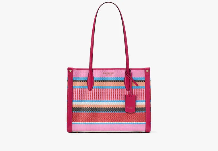 Market Striped Woven Straw Medium Tote