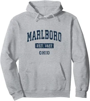 Marlboro Ohio OH Vintage Sports Established Navy Design Pullover Hoodie