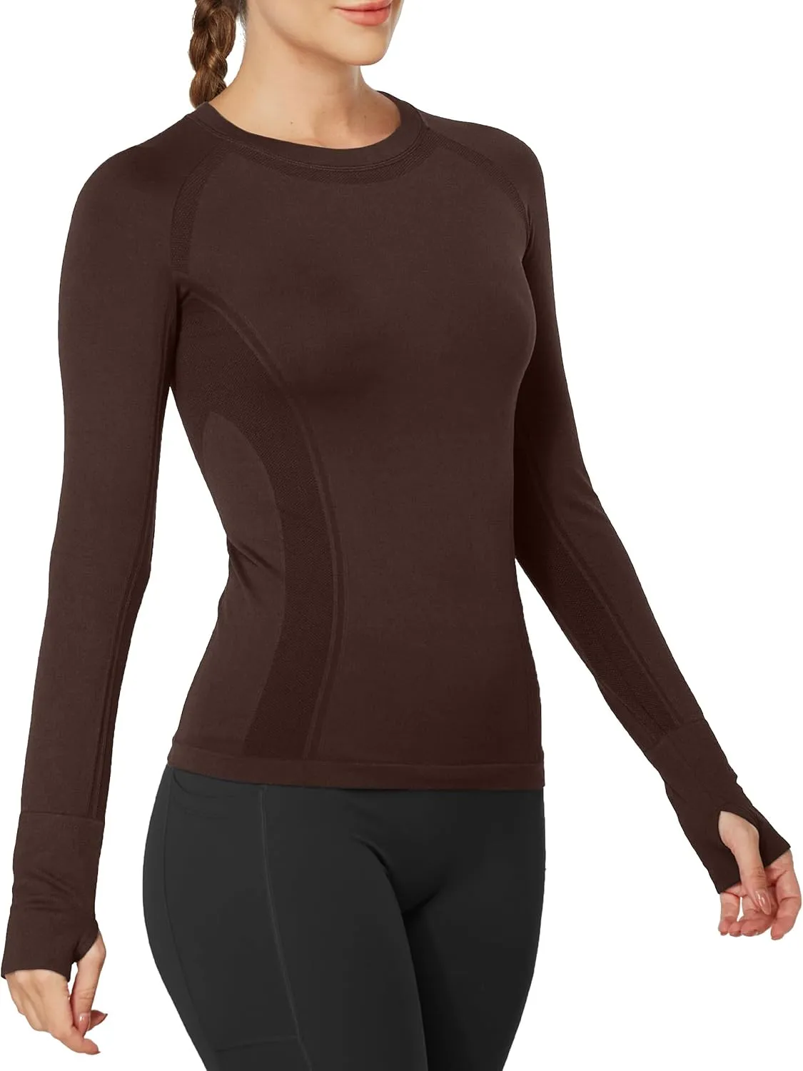 MathCat Workout Shirts for Women Long Sleeve, Workout Tops for Women, Quick Dry Gym Athletic Tops，Seamless Yoga Shirts