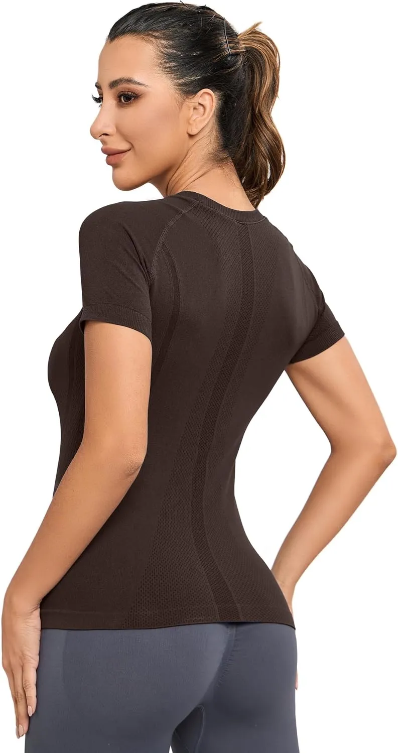 MathCat Workout Shirts for Women, Workout Tops for Women, Yoga Short Sleeve Shirts Soft Seamless Gym Shirts