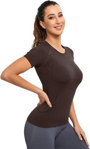 MathCat Workout Shirts for Women, Workout Tops for Women, Yoga Short Sleeve Shirts Soft Seamless Gym Shirts