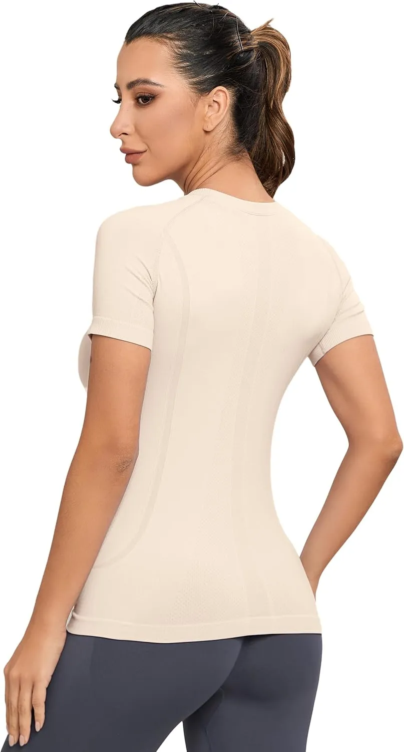 MathCat Workout Shirts for Women, Workout Tops for Women, Yoga Short Sleeve Shirts Soft Seamless Gym Shirts