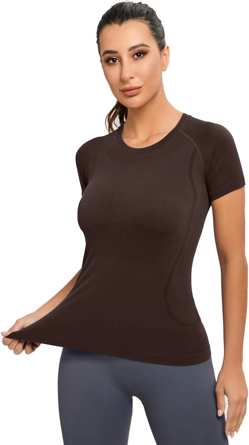 MathCat Workout Shirts for Women, Workout Tops for Women, Yoga Short Sleeve Shirts Soft Seamless Gym Shirts