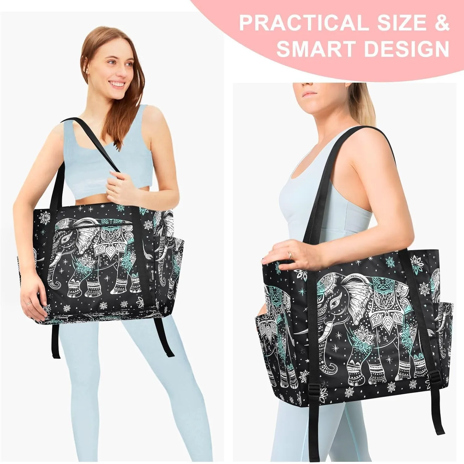 MCHIVER Yoga Bag for Women Men Large Yoga Mat Bag with Adjustable Strap Workout Bags Totes for Pilates Yoga Travel