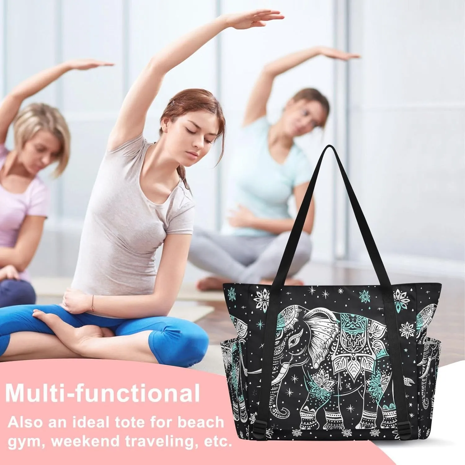 MCHIVER Yoga Bag for Women Men Large Yoga Mat Bag with Adjustable Strap Workout Bags Totes for Pilates Yoga Travel