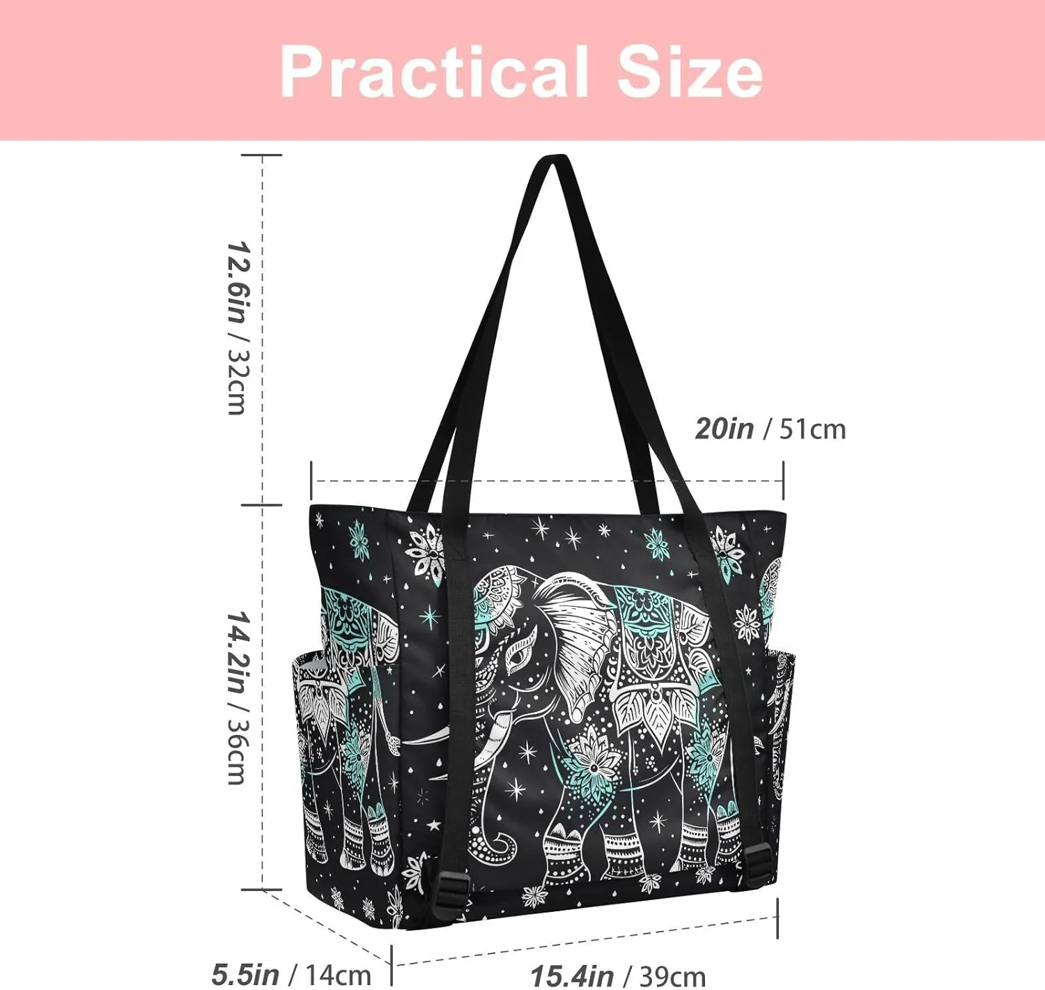 MCHIVER Yoga Bag for Women Men Large Yoga Mat Bag with Adjustable Strap Workout Bags Totes for Pilates Yoga Travel