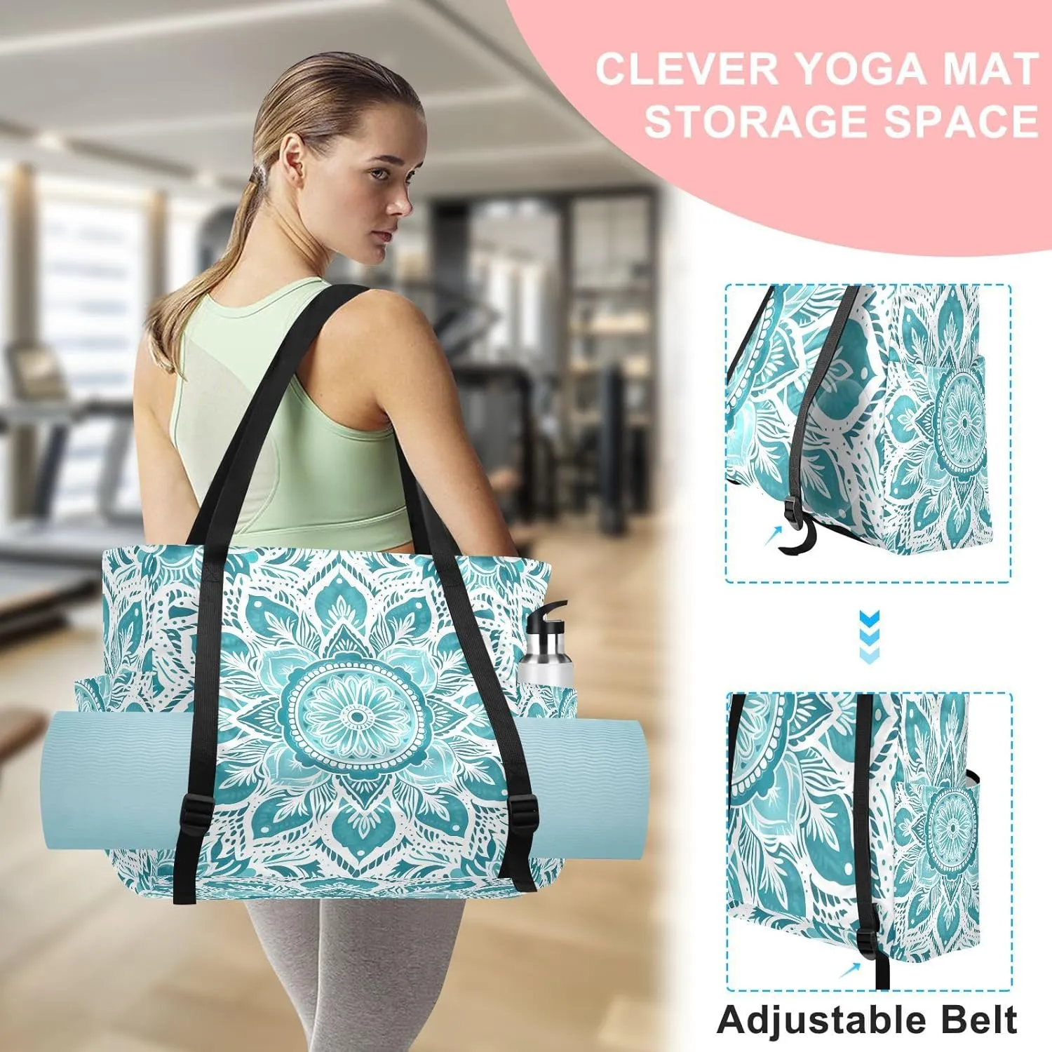 MCHIVER Yoga Bag for Women Men Large Yoga Mat Bag with Adjustable Strap Workout Bags Totes for Pilates Yoga Travel