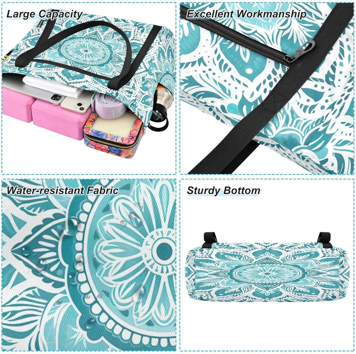 MCHIVER Yoga Bag for Women Men Large Yoga Mat Bag with Adjustable Strap Workout Bags Totes for Pilates Yoga Travel