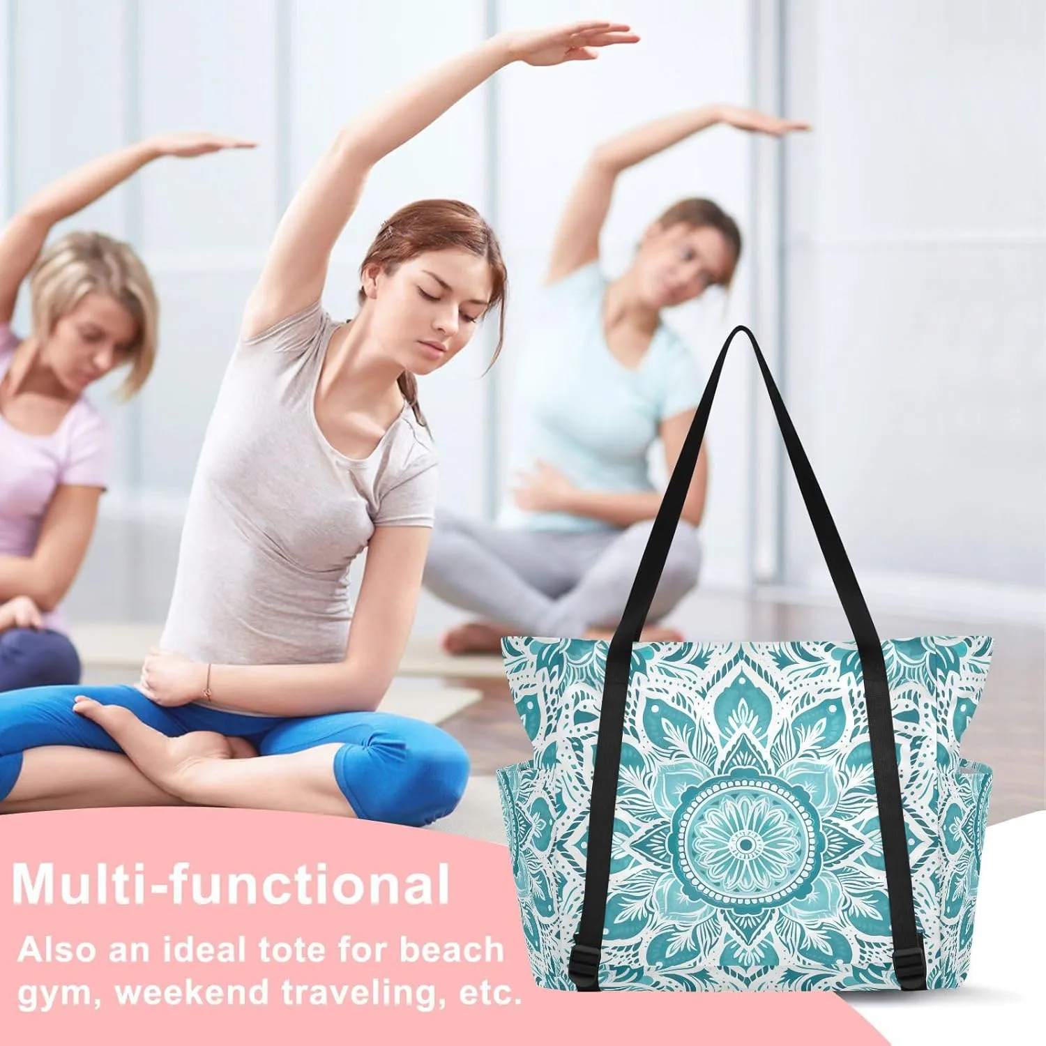MCHIVER Yoga Bag for Women Men Large Yoga Mat Bag with Adjustable Strap Workout Bags Totes for Pilates Yoga Travel
