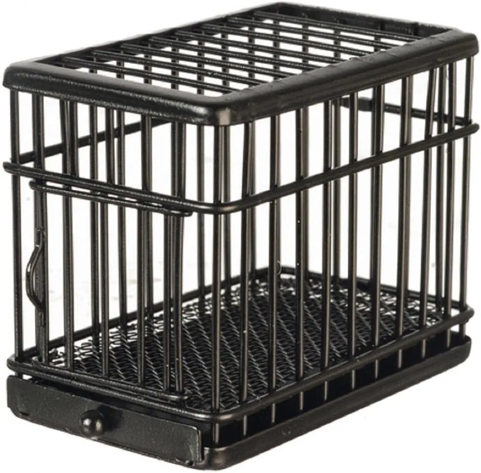 Melody Jane Dolls Houses Dollhouse Black Metal Dog Cage Crate Miniature 1:24 Half Inch Pet Accessory
