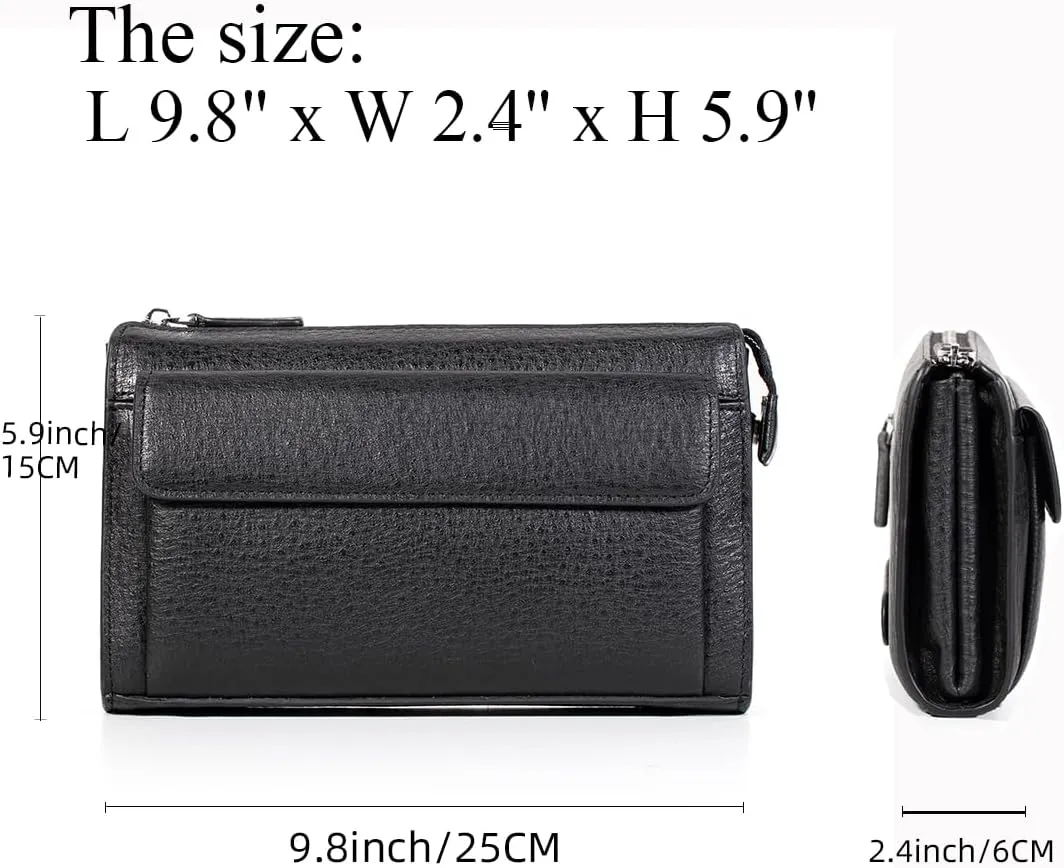 Men Clutch Bags Genuine Leather Long Wallet Large Capacity Purse Business Card Organizer Handbag Travel Bag