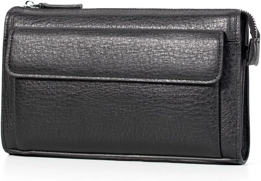 Men Clutch Bags Genuine Leather Long Wallet Large Capacity Purse Business Card Organizer Handbag Travel Bag