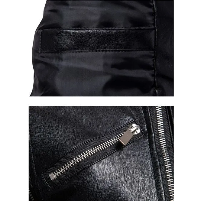 Men Motorcycle Jacket Gothic Black Leather Jacket Multi-Zip Biker Jacket