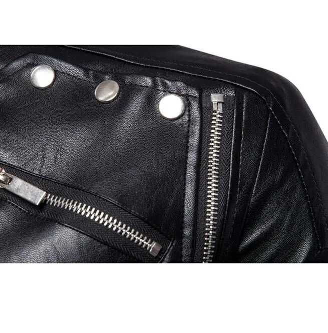 Men Motorcycle Jacket Gothic Black Leather Jacket Multi-Zip Biker Jacket
