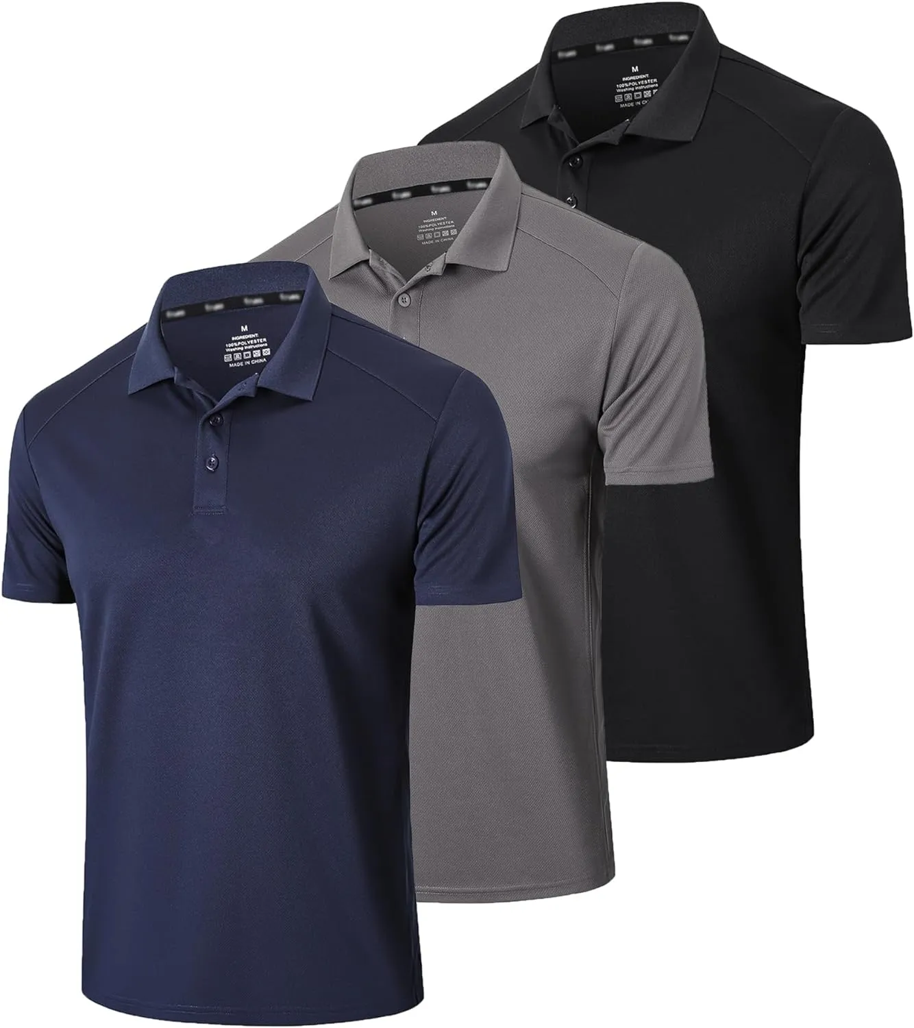 Men’s 1/3 Pack Polo Shirt Moisture Wicking Dry Fit Performance Athletic Short Sleeve Golf Shirt