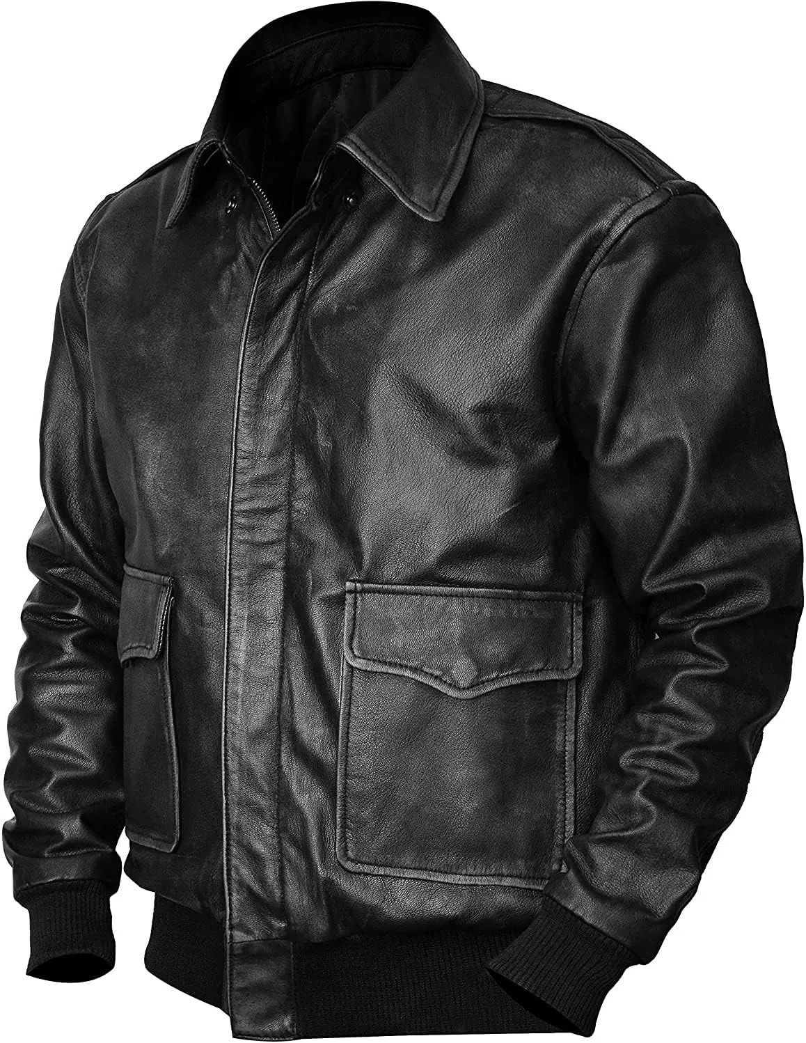 Mens A2 Leather Aviator Air Force Flight Bomber WW2 Pilot Brown Motorcycle Jacket