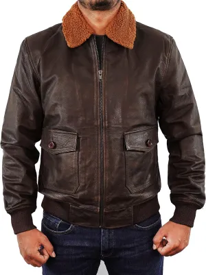 Mens Aviator A-2 Leather Jacket US Air Force Cockpit Flight Pilot Real Lambskin Distressed WW2 Bomber Jackets