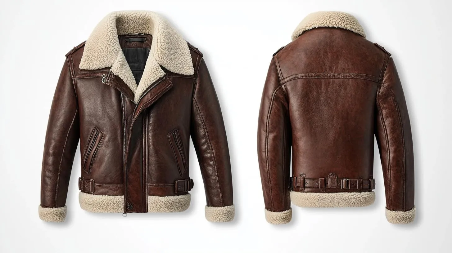 Mens Aviator Jacket Brown Shearling Coat Inspired by Flight Jacket Genuine Leather Jackets For Men