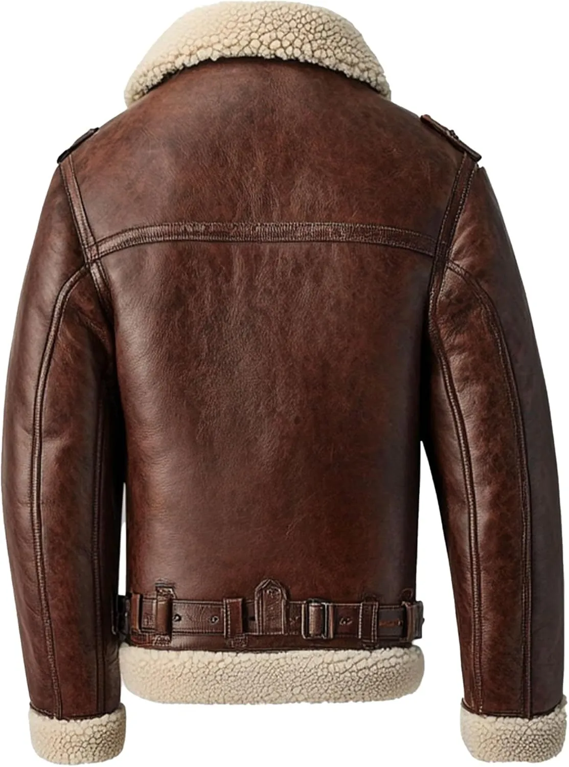 Mens Aviator Jacket Brown Shearling Coat Inspired by Flight Jacket Genuine Leather Jackets For Men