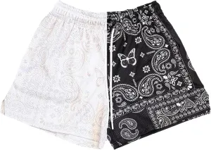 Men's Basketball Shorts Paisley Print Mesh Breathable Running Athletic Shorts Quick-Dry Workout Gym