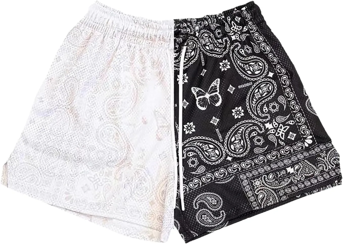 Men's Basketball Shorts Paisley Print Mesh Breathable Running Athletic Shorts Quick-Dry Workout Gym